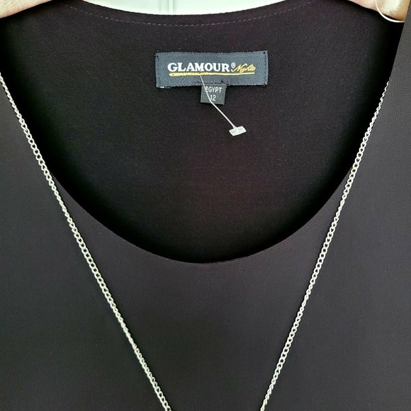 NWT Glamour Women's Evening Maxi Dress Chiffon Overlay Stretch Black Size 12 - Picture 8 of 13